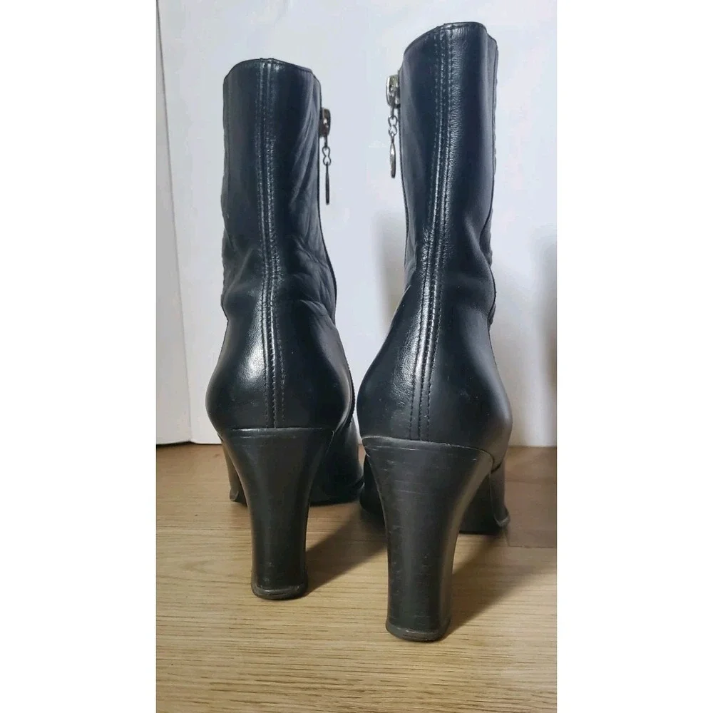 Harley Davidson Y2k Boot Black Leather Ankle Zip Up Pointed Toe Womens Size 6M